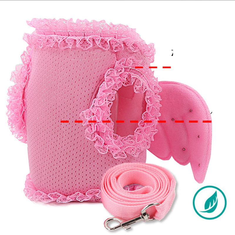 HKM-9873213 Comfortable Pink Polyester Pet Harness and Traction Belt for Small to Large Pets