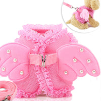 HKM-9873213 Comfortable Pink Polyester Pet Harness and Traction Belt for Small to Large Pets