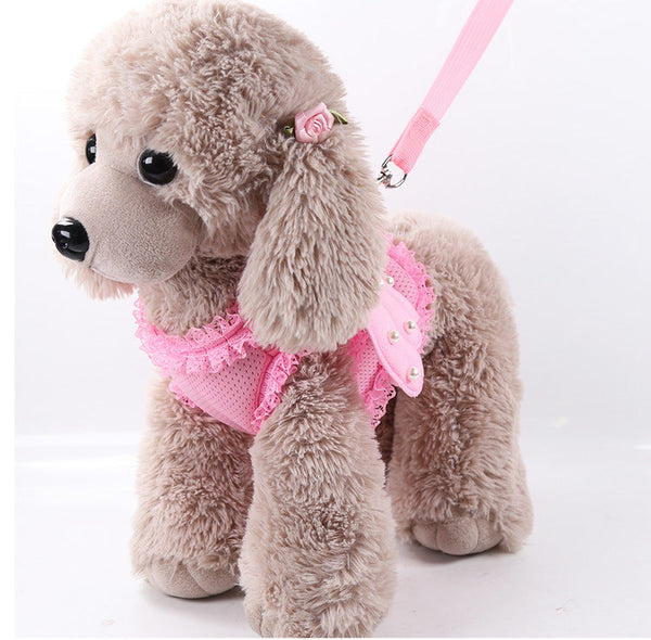 HKM-9873213 Comfortable Pink Polyester Pet Harness and Traction Belt for Small to Large Pets