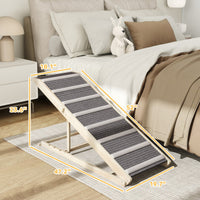 HKM-9875389 Foldable Pet Ramp for Small to Large Dogs, Adjustable Height 16" to 23.5", Non-Slip Carpet, Easy Storage