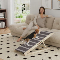 HKM-9875389 Foldable Pet Ramp for Small to Large Dogs, Adjustable Height 16" to 23.5", Non-Slip Carpet, Easy Storage