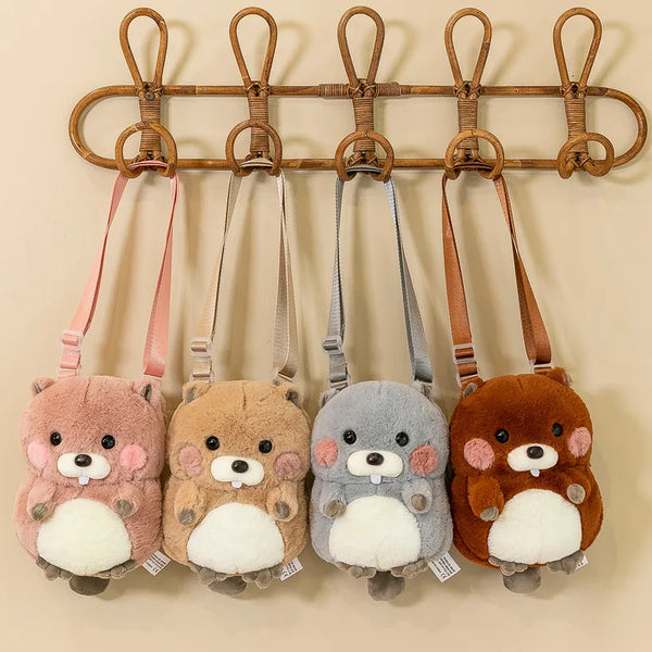 HKM-987539 Hamster Plush Backpack 2-in-1 Soft Stuffed Animal and Pouch for Kids Ages 2 to 14 Years