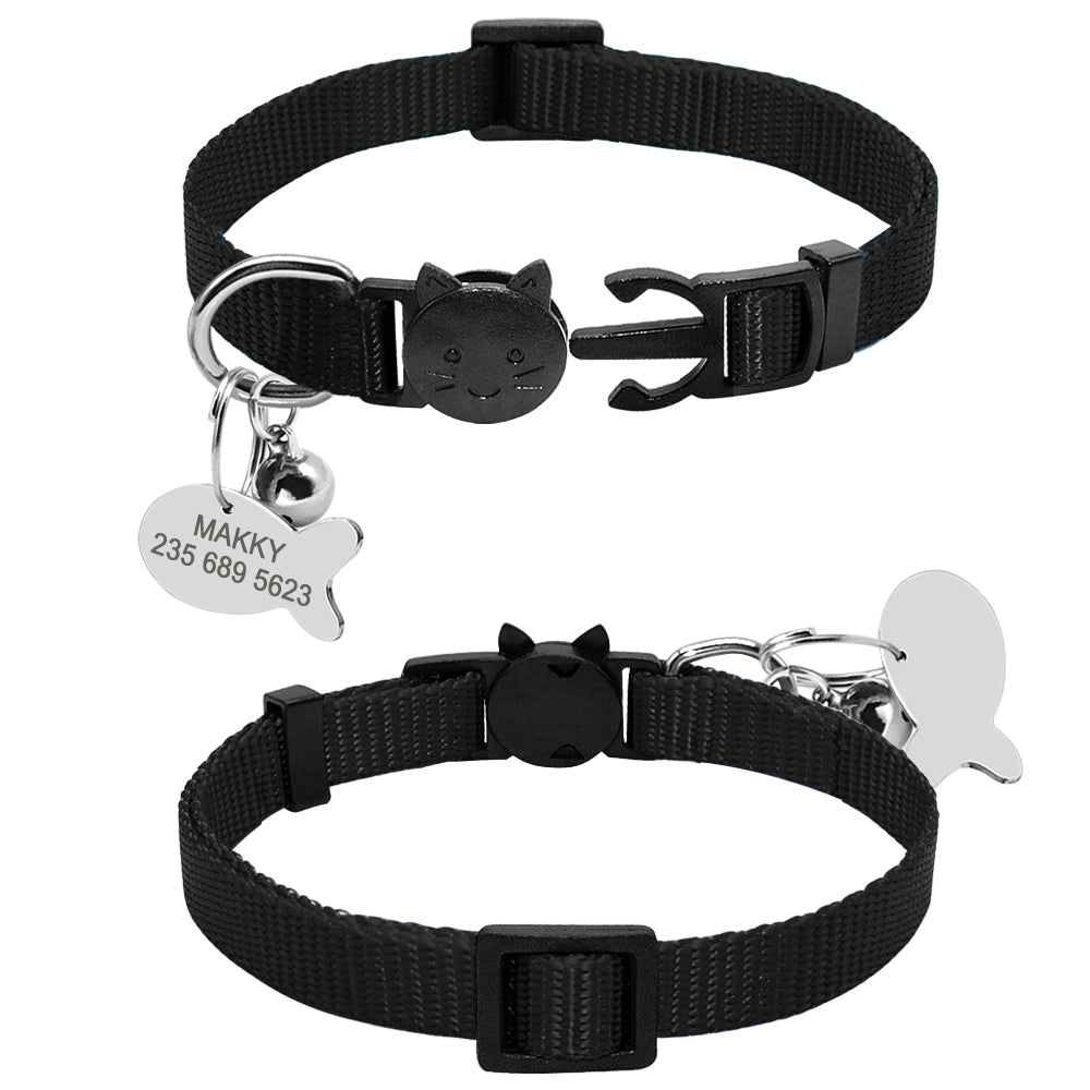 HKM-9875773 Personalized Breakaway Nylon Cat Collar with ID Tag and Bell
