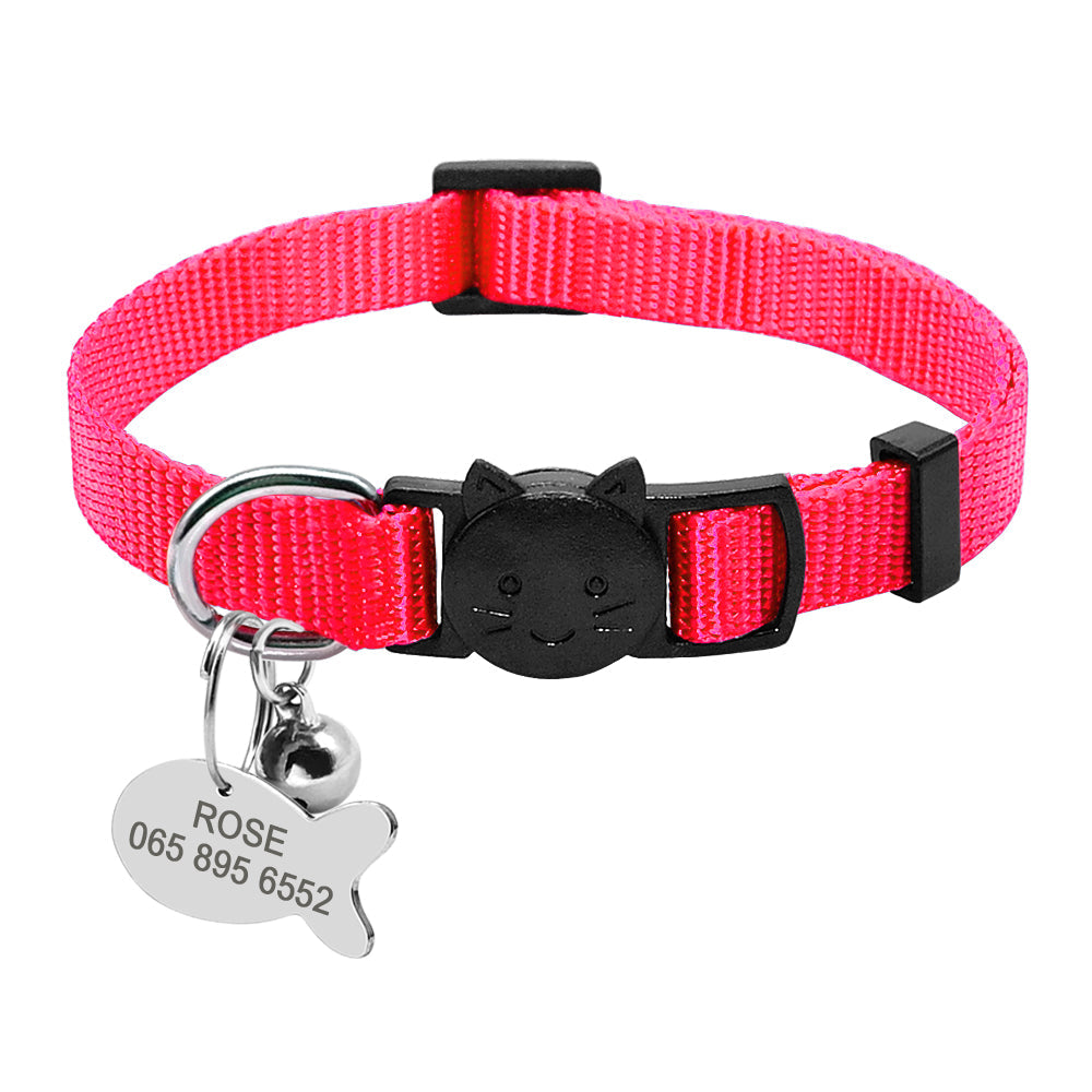 HKM-9875773 Personalized Breakaway Nylon Cat Collar with ID Tag and Bell