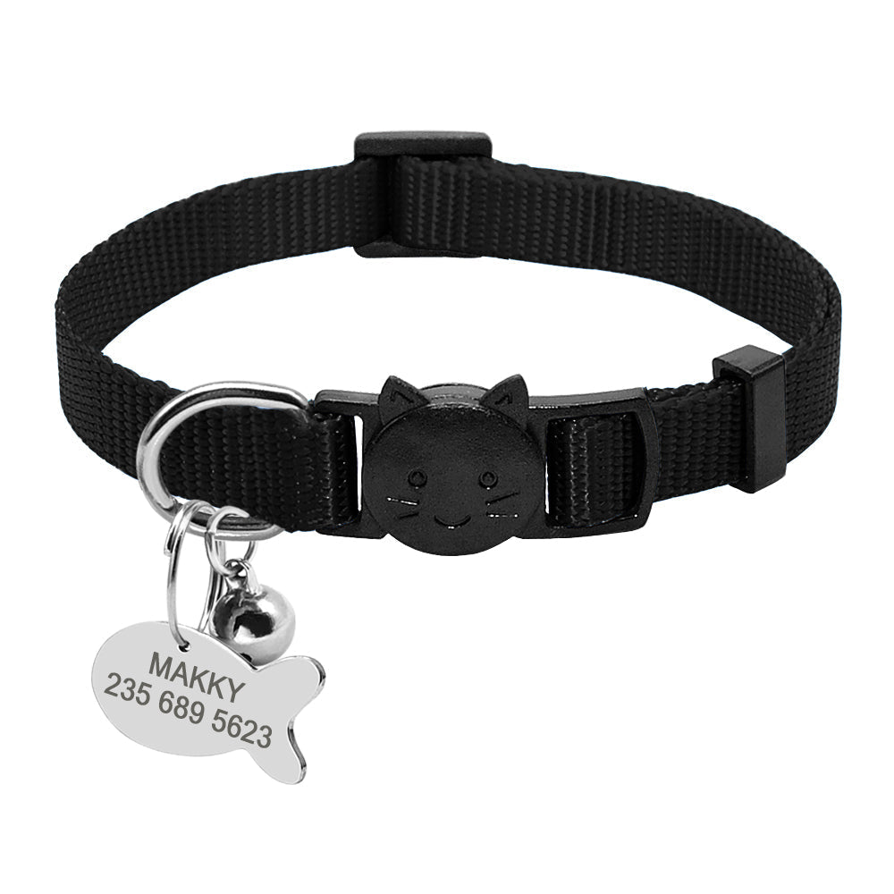 HKM-9875773 Personalized Breakaway Nylon Cat Collar with ID Tag and Bell