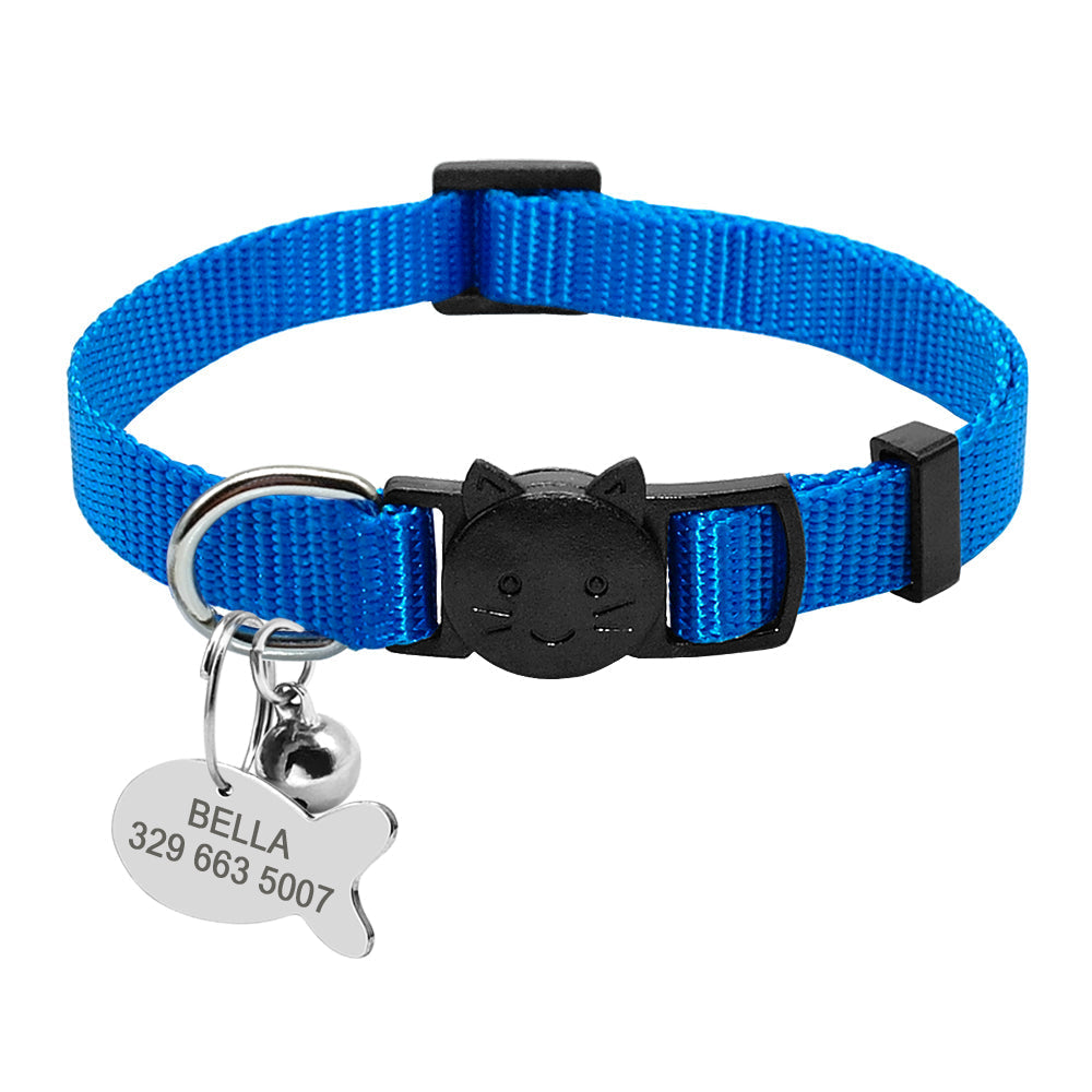 HKM-9875773 Personalized Breakaway Nylon Cat Collar with ID Tag and Bell