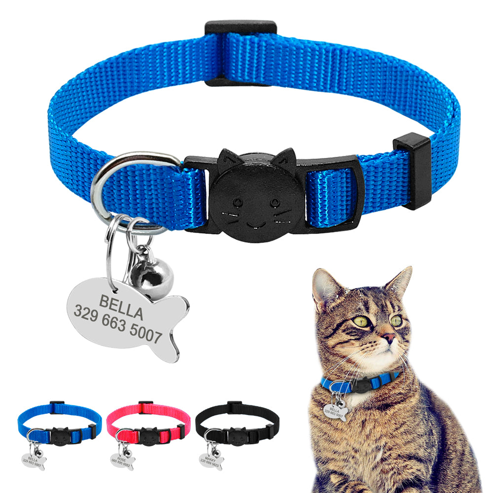 HKM-9875773 Personalized Breakaway Nylon Cat Collar with ID Tag and Bell