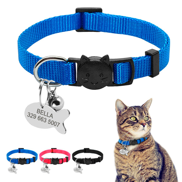 HKM-9875773 Personalized Breakaway Nylon Cat Collar with ID Tag and Bell