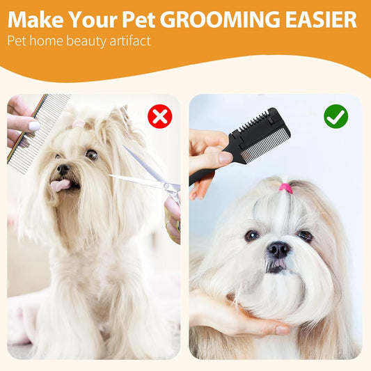 HKM-9877181 2-in-1 Pet Razor Comb for Dogs and Cats with Extra Blades – Grooming Brush and Hair Trimmer