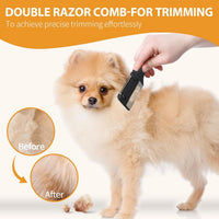 HKM-9877181 2-in-1 Pet Razor Comb for Dogs and Cats with Extra Blades – Grooming Brush and Hair Trimmer
