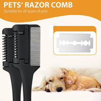 HKM-9877181 2-in-1 Pet Razor Comb for Dogs and Cats with Extra Blades – Grooming Brush and Hair Trimmer