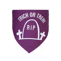 HKM-9877309 Halloween Triangle Scarf for Dogs and Cats with Spooky Patterns in Purple and Orange