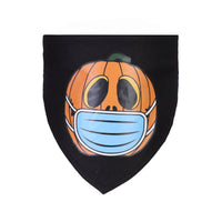 HKM-9877309 Halloween Triangle Scarf for Dogs and Cats with Spooky Patterns in Purple and Orange
