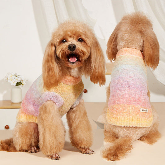 HKM-9877693 Soft Glutinous Rainbow Circle Pet Sweater - Wool Acrylic Blend, Multiple Sizes Available