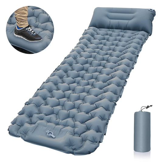 HKM-987795 Portable Outdoor Inflatable Air Mattress with Built-in Foot Pump for Camping and Travel
