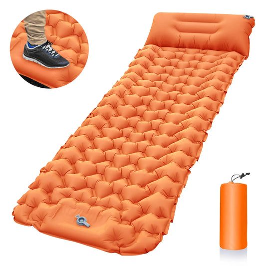 HKM-987795 Portable Outdoor Inflatable Air Mattress with Built-in Foot Pump for Camping and Travel