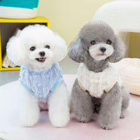 HKM-9880253 Fur Ball Fluffy Jacket for Pets - Coral Fleece, Blue, Khaki, Pink, Yellow, Sizes S-XXL