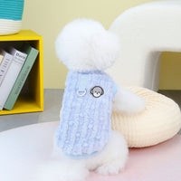 HKM-9880253 Fur Ball Fluffy Jacket for Pets - Coral Fleece, Blue, Khaki, Pink, Yellow, Sizes S-XXL