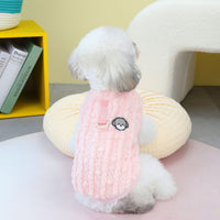 HKM-9880253 Fur Ball Fluffy Jacket for Pets - Coral Fleece, Blue, Khaki, Pink, Yellow, Sizes S-XXL