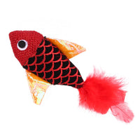 HKM-9880509 Cat Toy with Fish Pattern Stick - Interactive Rod for Play & Exercise - Soft Flannelette Material - Plastic Tube Design