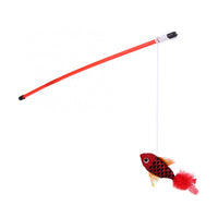 HKM-9880509 Cat Toy with Fish Pattern Stick - Interactive Rod for Play & Exercise - Soft Flannelette Material - Plastic Tube Design