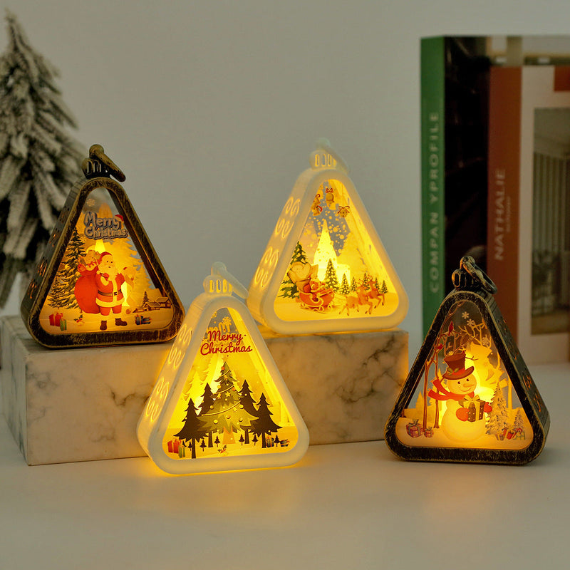 HKM-988051 Retro Electric Candle Lamp Christmas Decorations – White and Bronze Designs with UV Printing