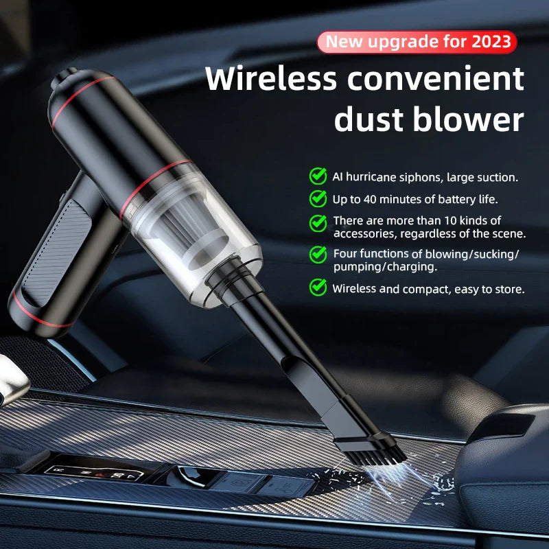 HKM-988179 Portable 2-in-1 Handheld Vacuum Cleaner for Car | Mini Wireless Design with Strong Blowing and Suction Features