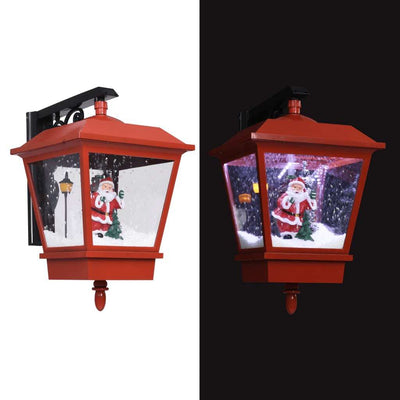 HKM-988243 Red LED Christmas Wall Lamp with Santa Claus and Snowfall Effect