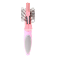 HKM-9882941 Double-Sided Stainless Steel Pet Brush for Grooming & Shedding Management - Detangling Tool for Dogs & Cats