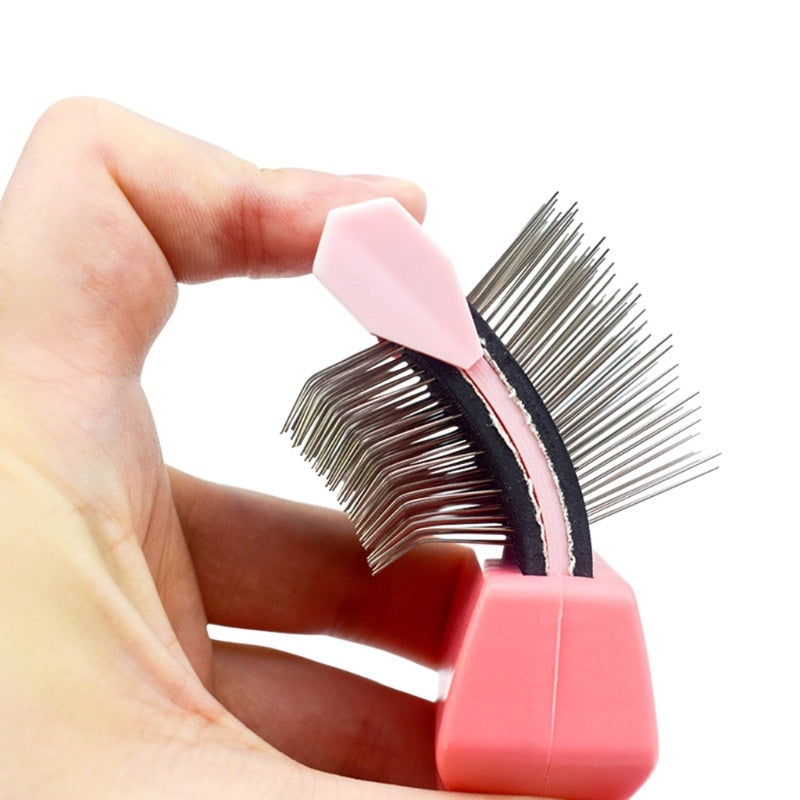 HKM-9882941 Double-Sided Stainless Steel Pet Brush for Grooming & Shedding Management - Detangling Tool for Dogs & Cats