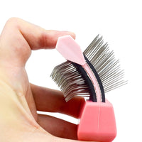 HKM-9882941 Double-Sided Stainless Steel Pet Brush for Grooming & Shedding Management - Detangling Tool for Dogs & Cats
