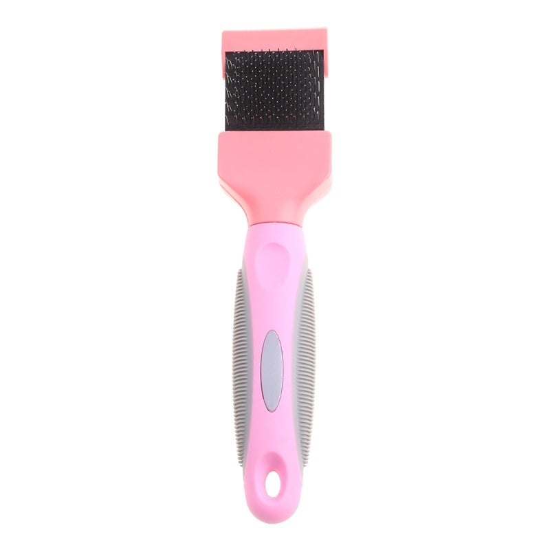 HKM-9882941 Double-Sided Stainless Steel Pet Brush for Grooming & Shedding Management - Detangling Tool for Dogs & Cats