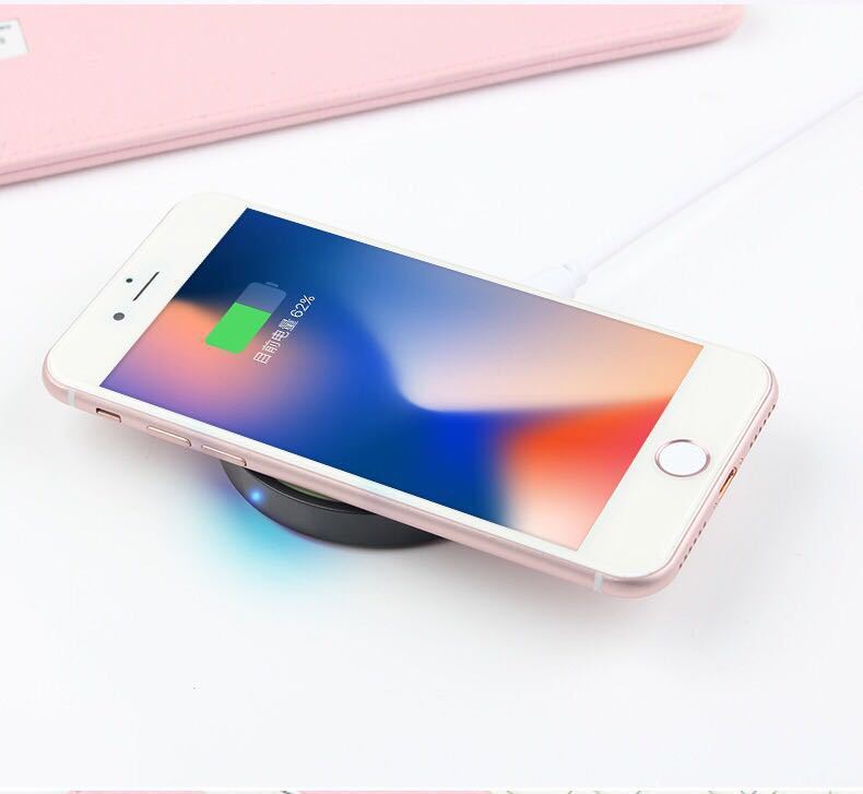 HKM-988307 Compact Qi Wireless Charger Base for Mobile Phones - 5W, ABS Shell, 69*69*9mm