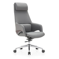 HKM-988307 High Back Ergonomic White Leather Office Executive Chair