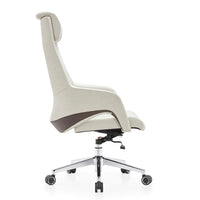 HKM-988307 High Back Ergonomic White Leather Office Executive Chair