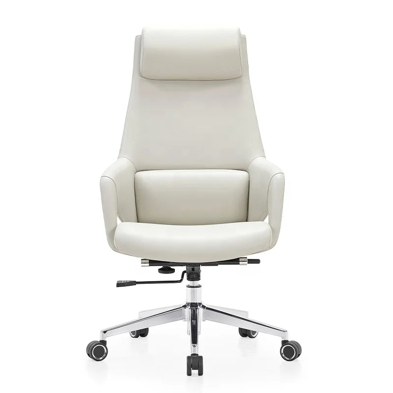 HKM-988307 High Back Ergonomic White Leather Office Executive Chair