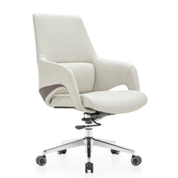 HKM-988307 High Back Ergonomic White Leather Office Executive Chair