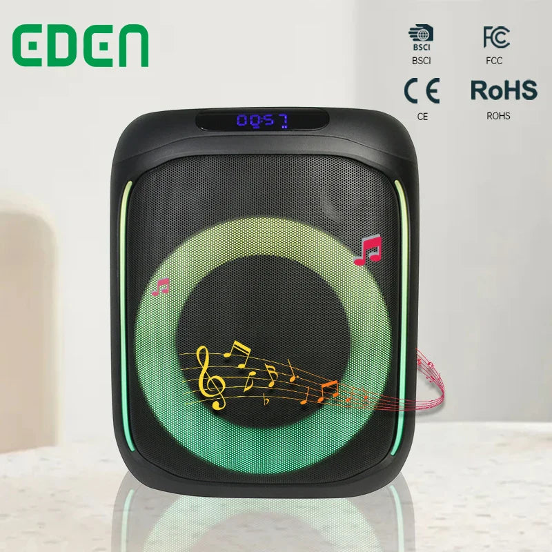 HKM-988435 Portable 6 Inch Wireless Bluetooth Speaker for Outdoor DJ Parties with LED Light