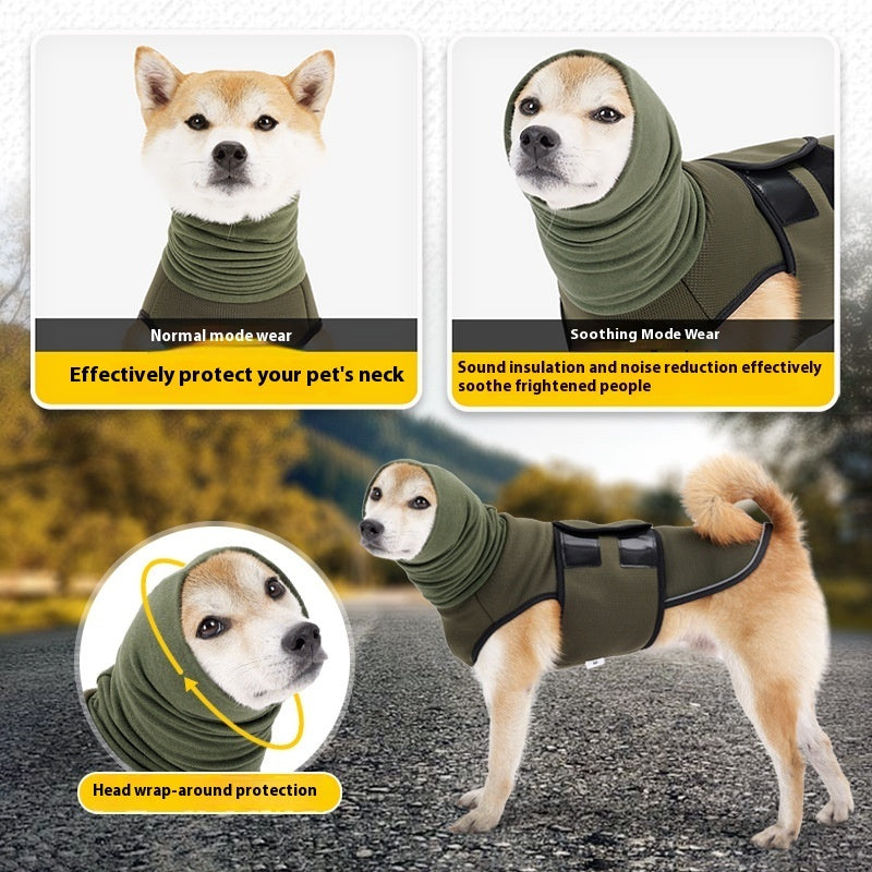 HKM-9885117 Anti-Anxiety Dog Jacket in Army Green and Dark Blue – Soothing Clothing for Pets, Sizes XS to XXXL