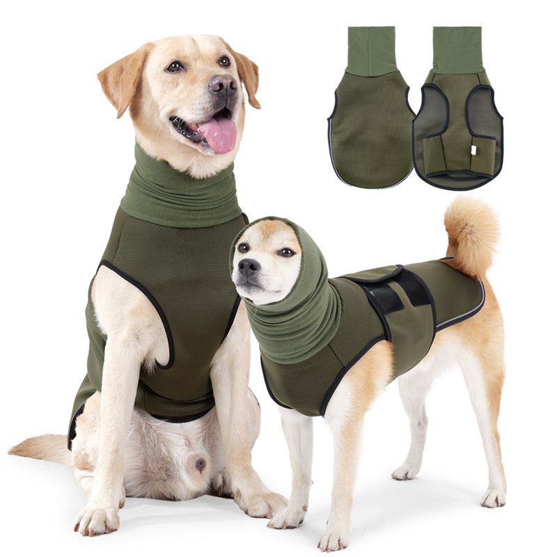 HKM-9885117 Anti-Anxiety Dog Jacket in Army Green and Dark Blue – Soothing Clothing for Pets, Sizes XS to XXXL
