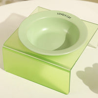 HKM-9885629 Elevated Ceramic Pet Bowl with High Foot Rack - Available in Blue, Yellow, Pink, and Green