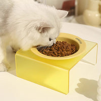 HKM-9885629 Elevated Ceramic Pet Bowl with High Foot Rack - Available in Blue, Yellow, Pink, and Green