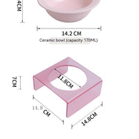 HKM-9885629 Elevated Ceramic Pet Bowl with High Foot Rack - Available in Blue, Yellow, Pink, and Green