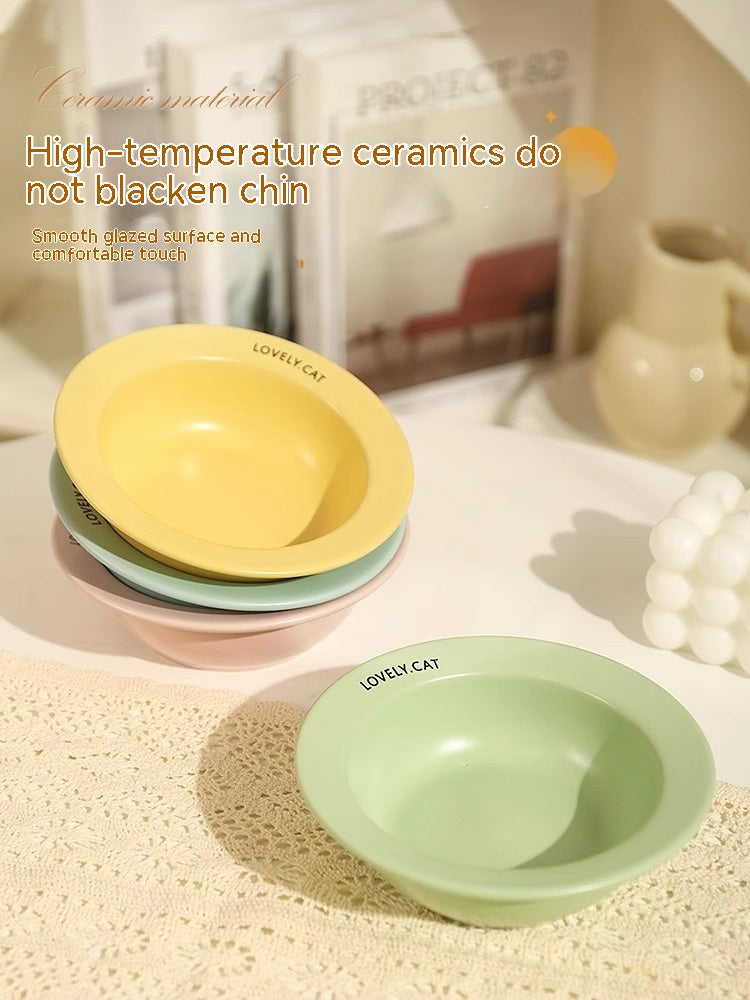 HKM-9885629 Elevated Ceramic Pet Bowl with High Foot Rack - Available in Blue, Yellow, Pink, and Green