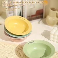 HKM-9885629 Elevated Ceramic Pet Bowl with High Foot Rack - Available in Blue, Yellow, Pink, and Green