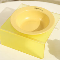 HKM-9885629 Elevated Ceramic Pet Bowl with High Foot Rack - Available in Blue, Yellow, Pink, and Green