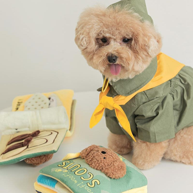HKM-9886269 Interactive Cloth Sniffing Book Puzzle Toy for Dogs - Available in Orange and Green