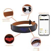 HKM-9887421 LED Display Dog Harness - Monochrome Leather Collar with Colorful Lights for All Seasons
