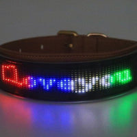 HKM-9887421 LED Display Dog Harness - Monochrome Leather Collar with Colorful Lights for All Seasons