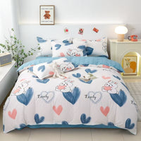 HKM-988755 Washed Cotton Four-Piece Bedding Set with Bed Cover and Pillowcases in Various Sizes